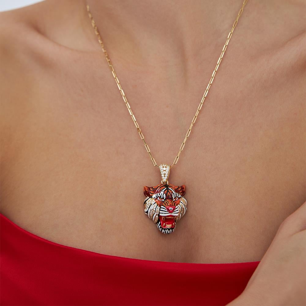 Renkli Mineli Kaplan Kolye Ucu - Image 1