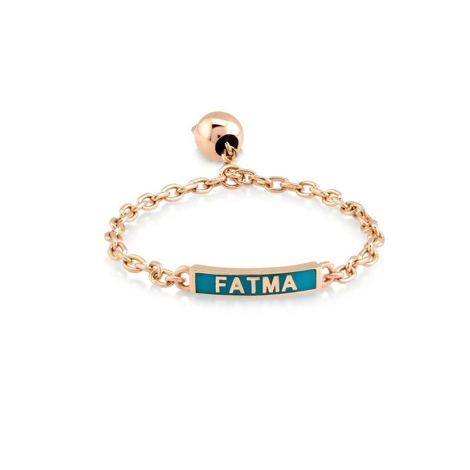 Renkli Mineli Minimal İsim Yüzük - Image 2