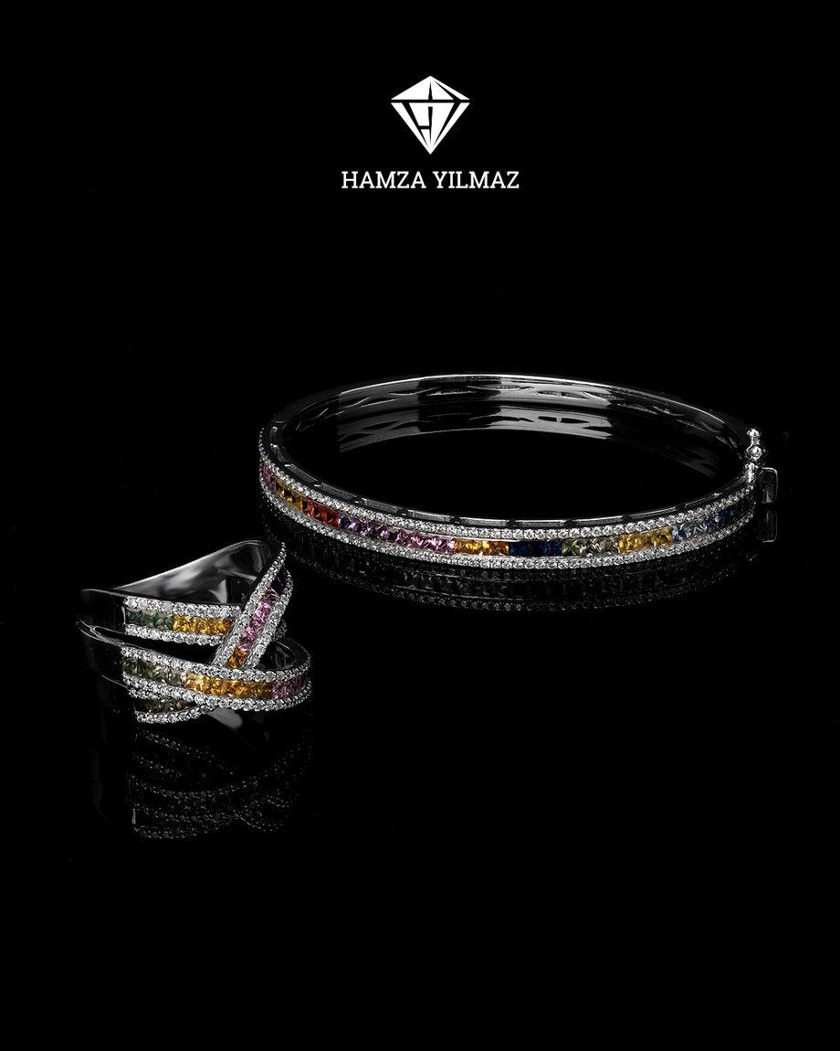 Renkli Taşlı Pırlanta Bileklik - Image 2