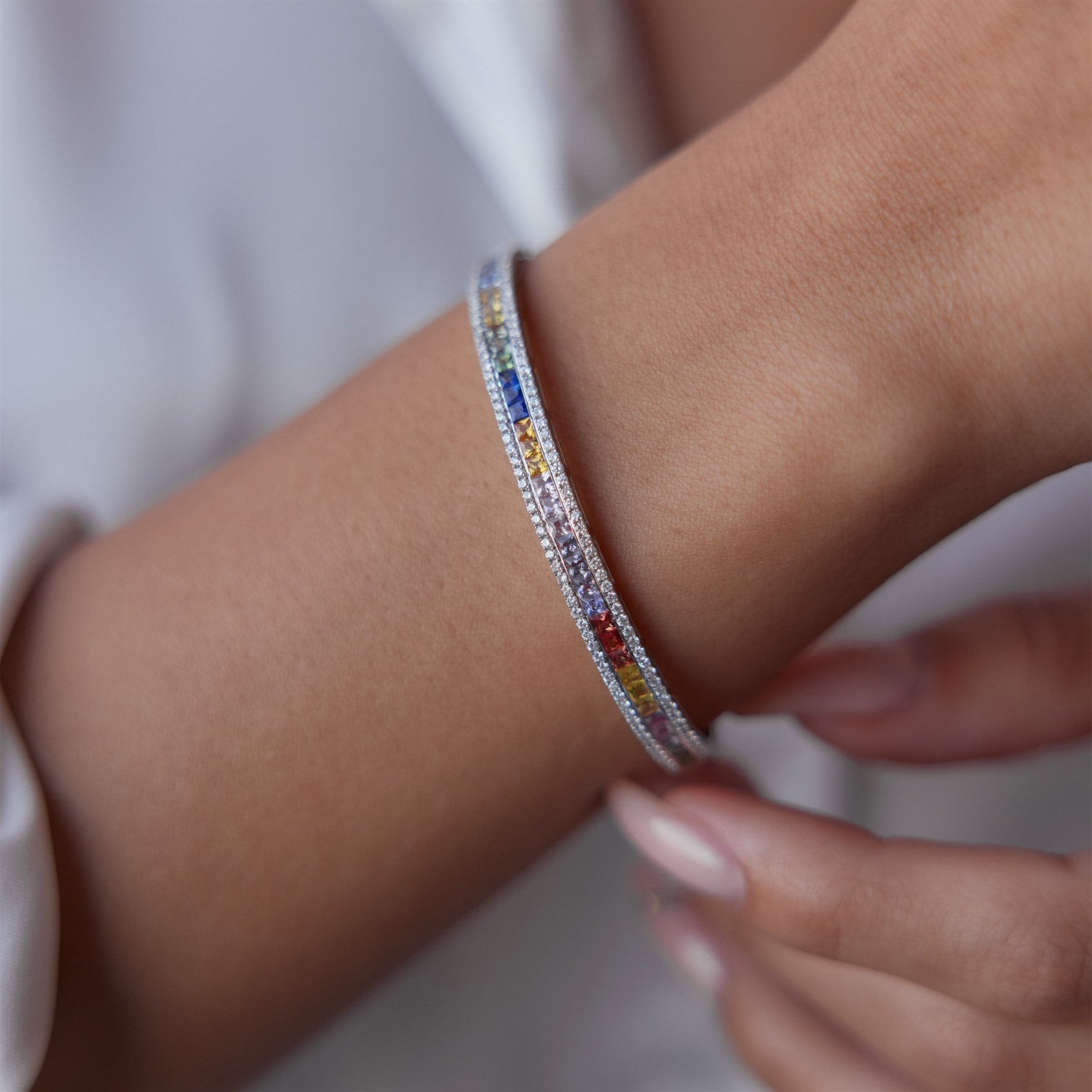 Renkli Taşlı Pırlanta Bileklik - Image 2