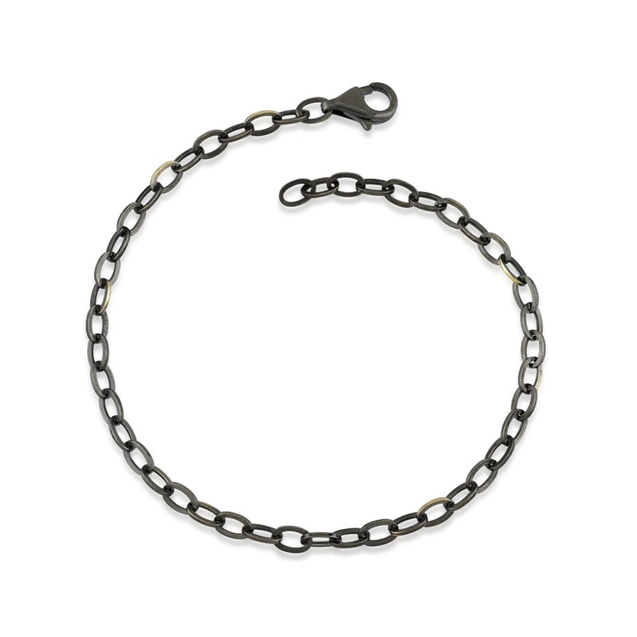 Rhodium 14 Ayar Altın Siyah Zincir Erkek Bileklik - Image 2