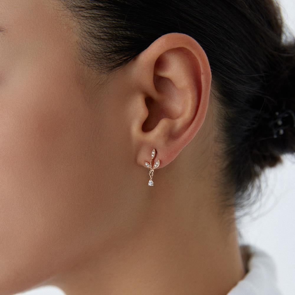 Rose Altın Flora Küpe - Image 3