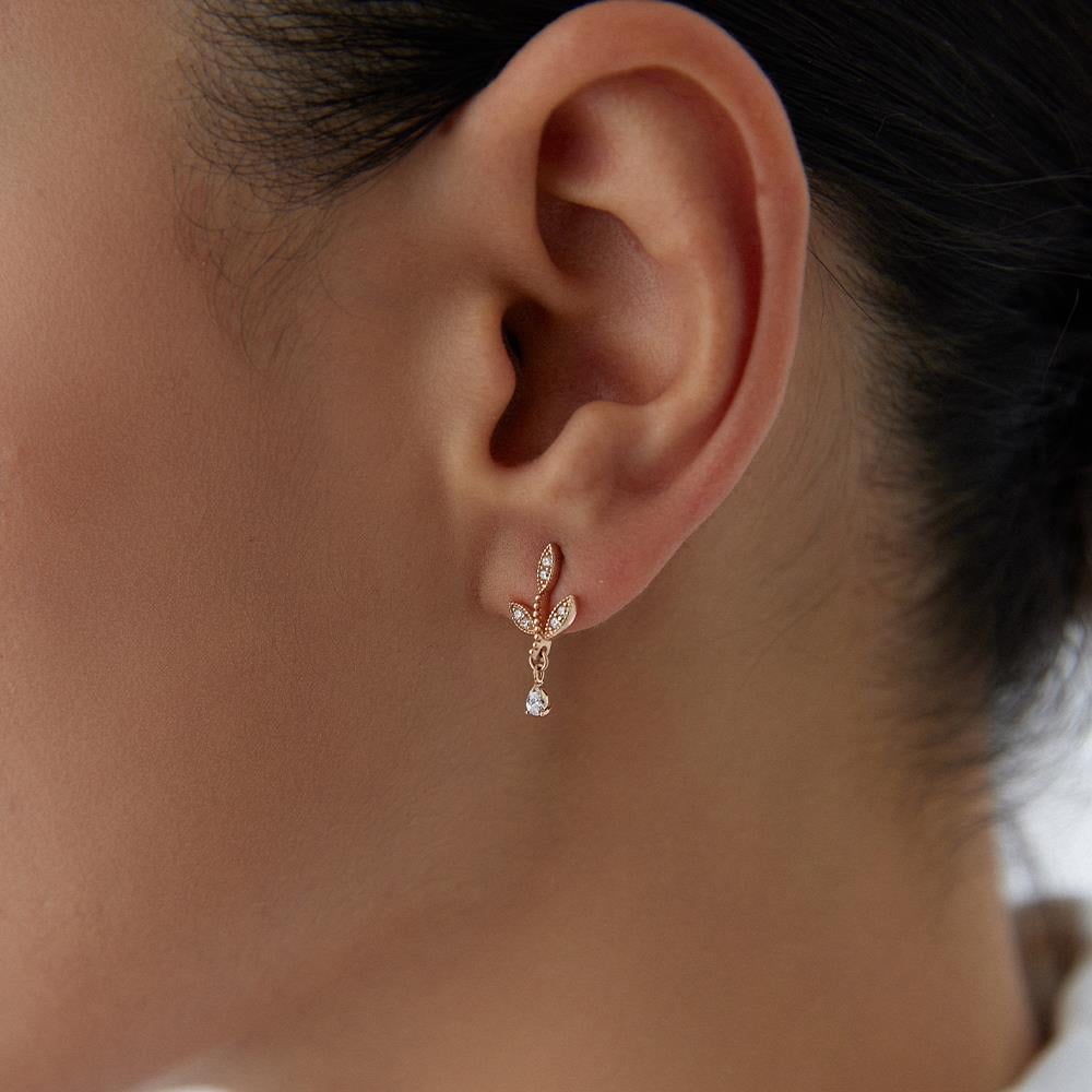 Rose Altın Flora Küpe - Image 2