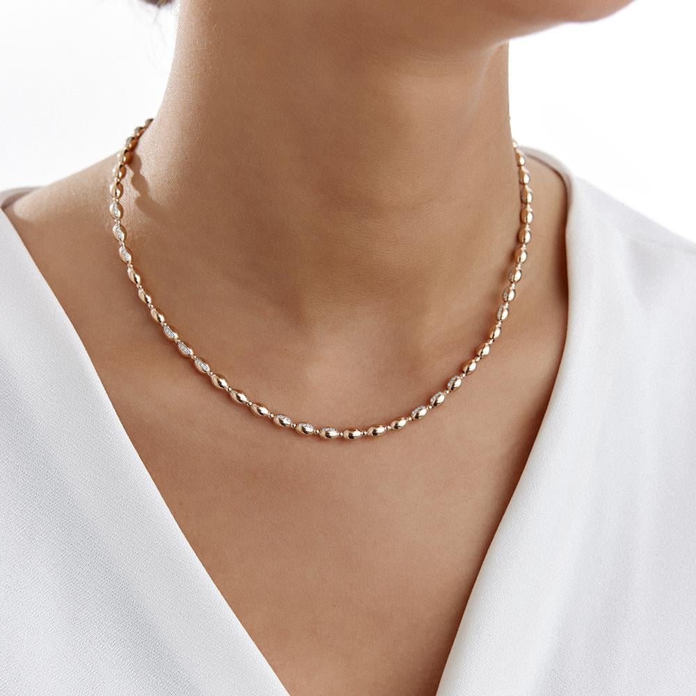 Rose Altın Oval Zincir Pırlanta Kolye - Image 2