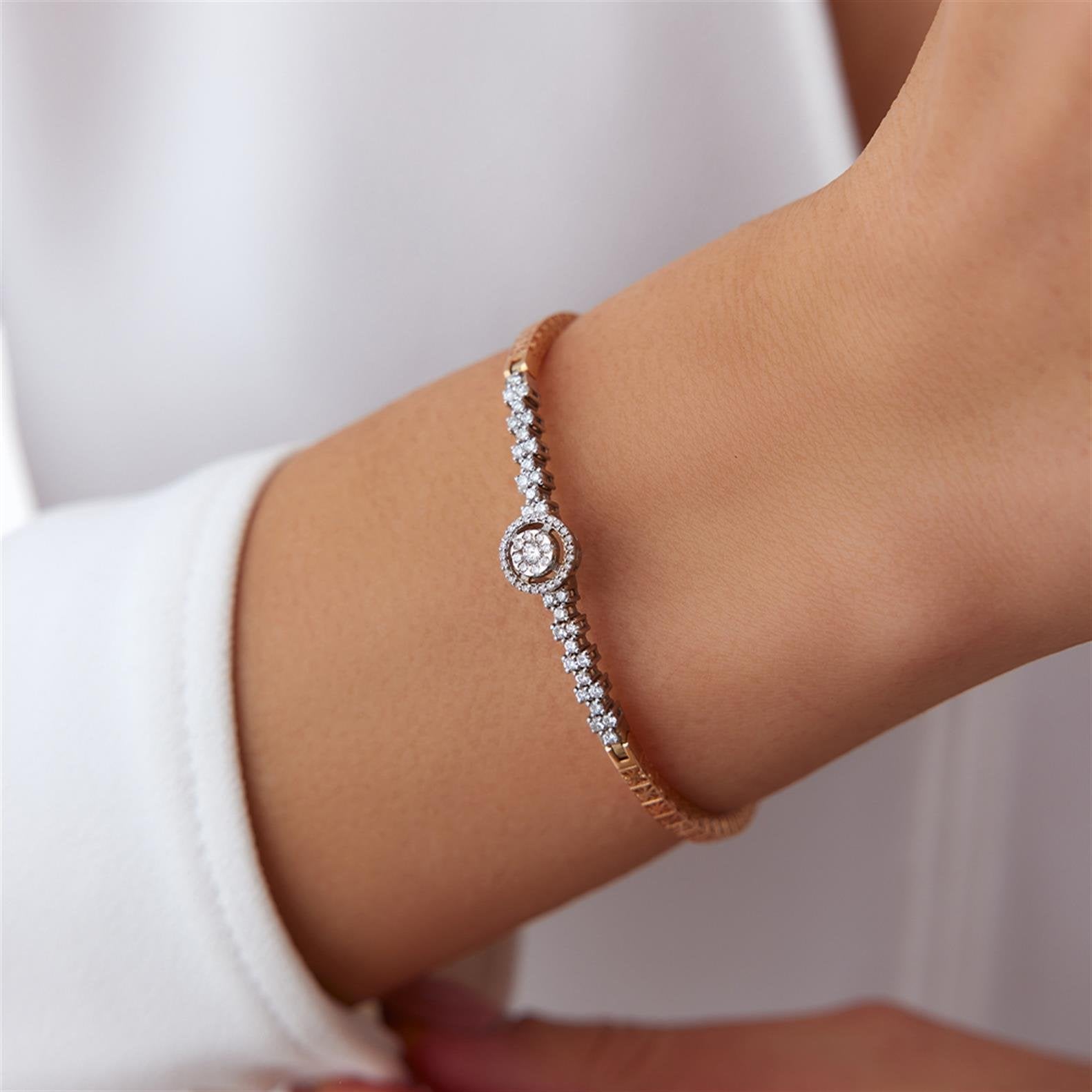 Rose Altın Tasarım Pırlanta Bileklik - Image 2