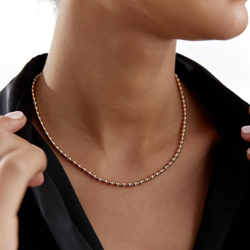 Rose Altın Yuvarlak Zincir Pırlanta Kolye - Image 2