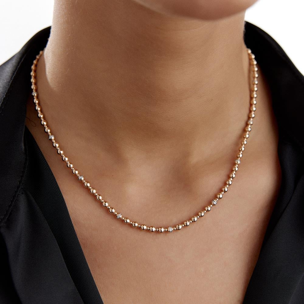 Rose Altın Yuvarlak Zincir Pırlanta Kolye - Image 2