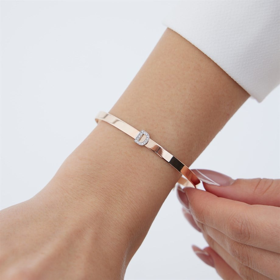 Rose Pırlanta Harf Kelepçe - Image 1