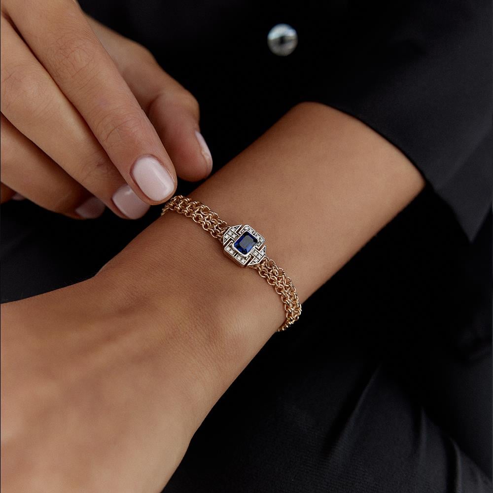 Safir Rose Altın Tasarım Pırlanta Bileklik - Image 3