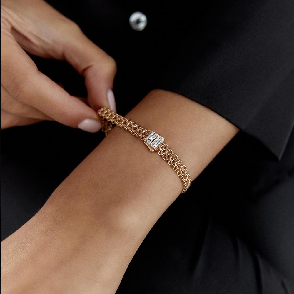 Safir Rose Altın Tasarım Pırlanta Bileklik - Image 2