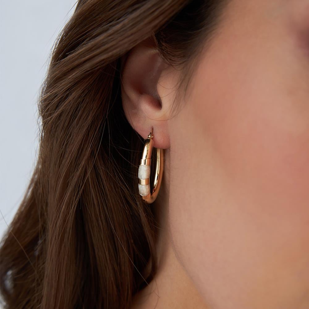 Sedefli Altın Halka Küpe - Image 2