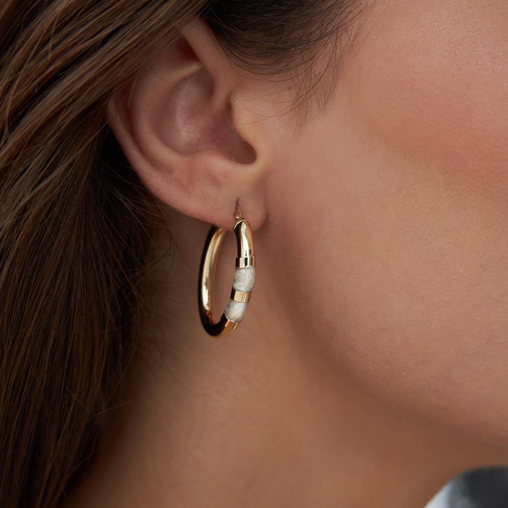 Sedefli Altın Halka Küpe - Image 2