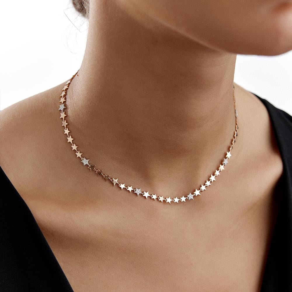 Sıralı Yıldız Pırlanta Kolye - Image 1