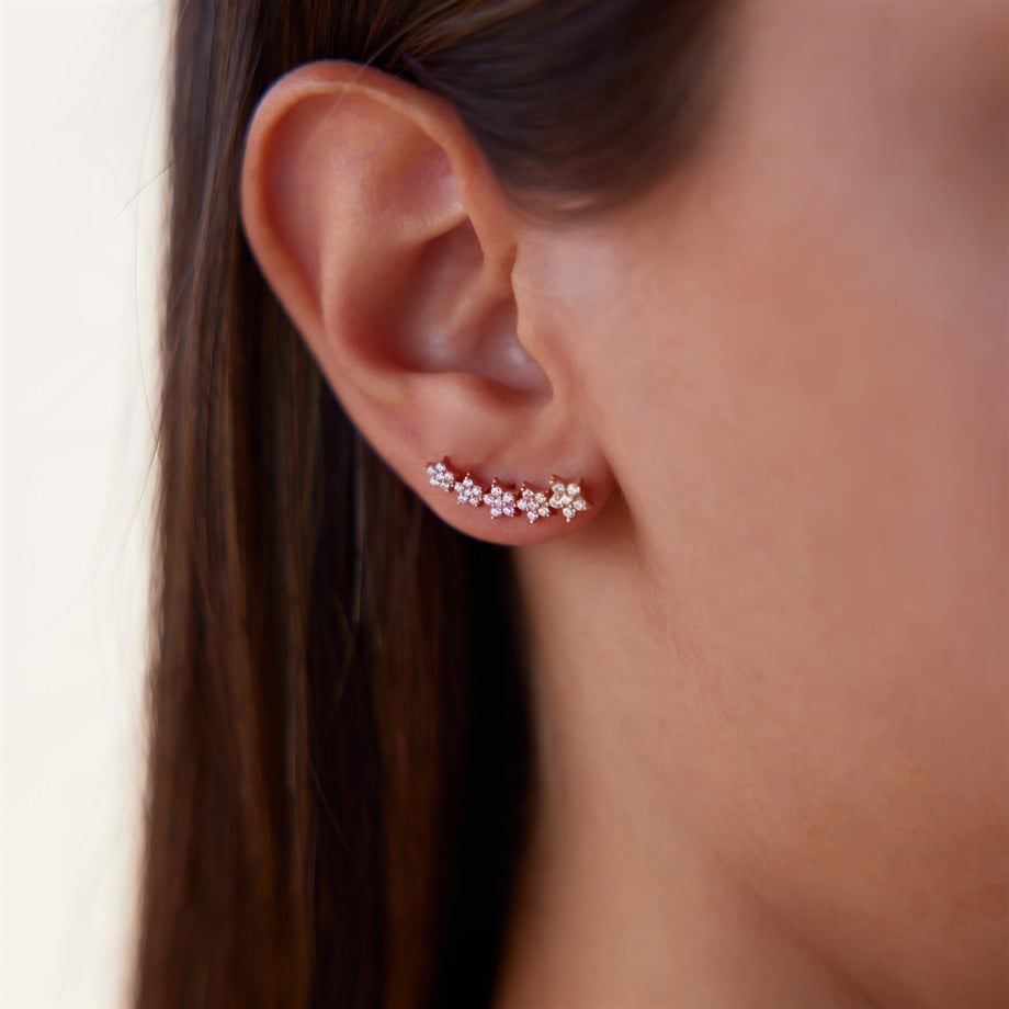 Sıralı Yıldızlar Rose Altın Küpe - Image 2