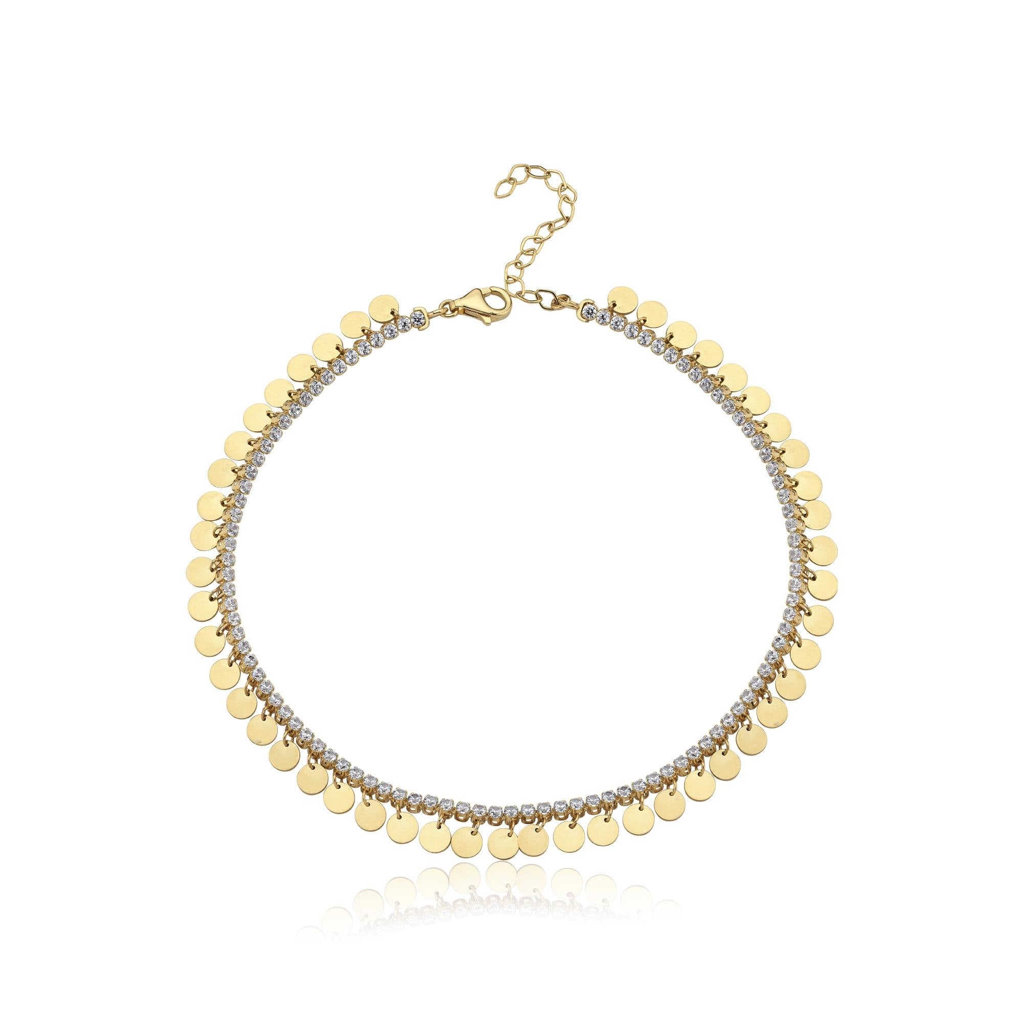 Sıralı Yuvarlak Pul Altın Halhal - Image 2