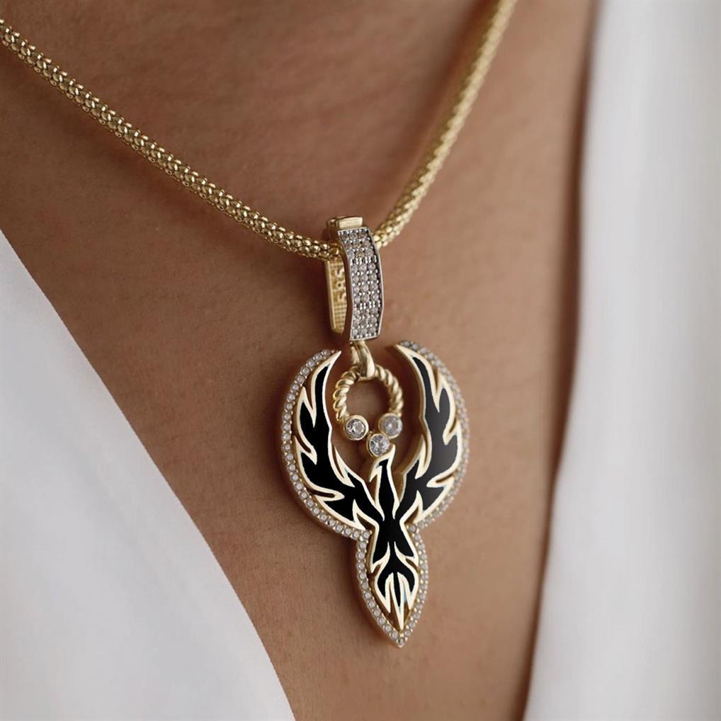 Siyah Mineli Anka Kuşu Charm Kolye Ucu - Image 2