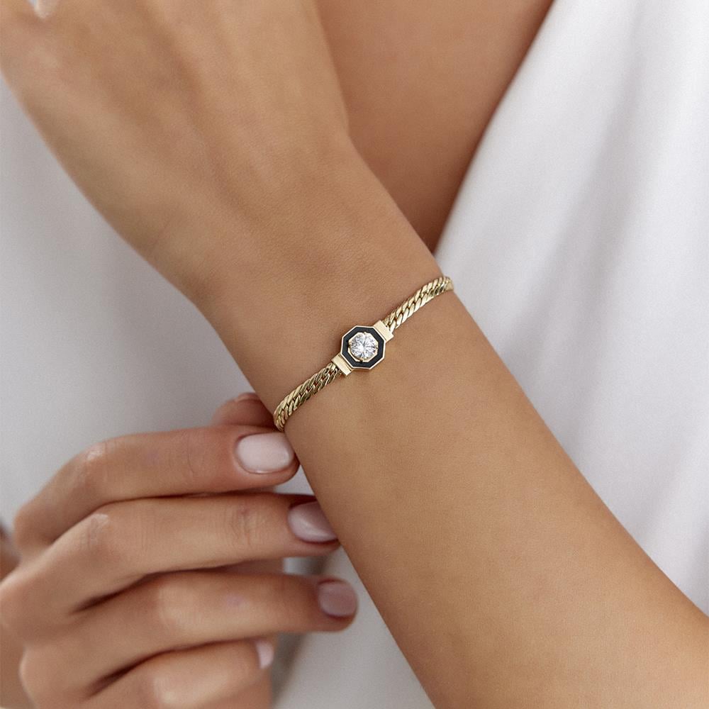 Siyah Mineli Taşlı İtalyan Altın Bileklik - Image 2