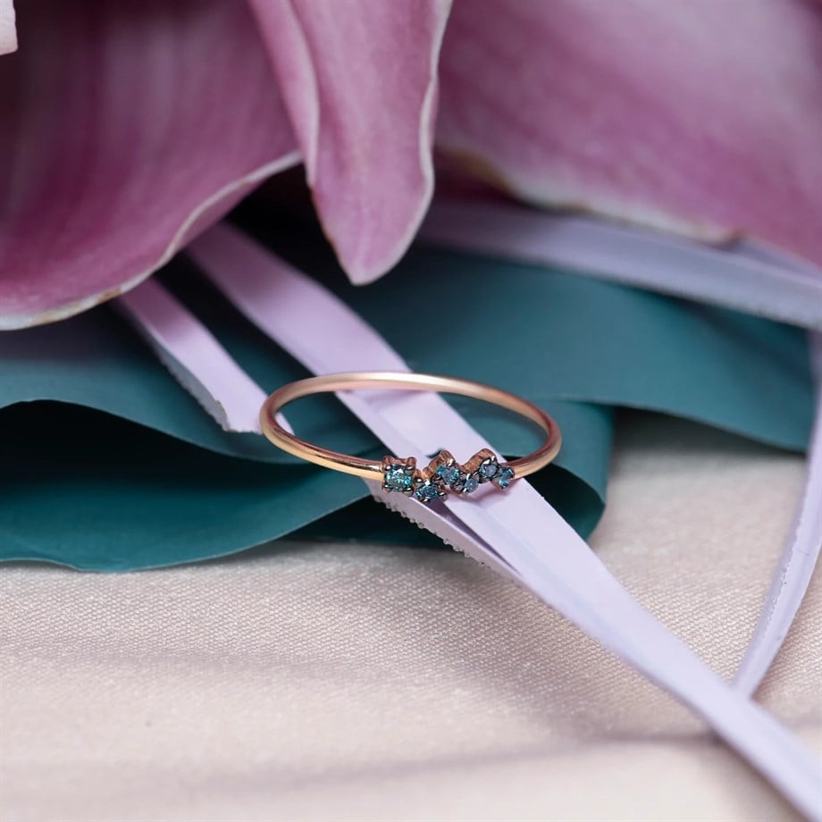 Tasarım Mavi Pırlanta Yüzük - Image 6