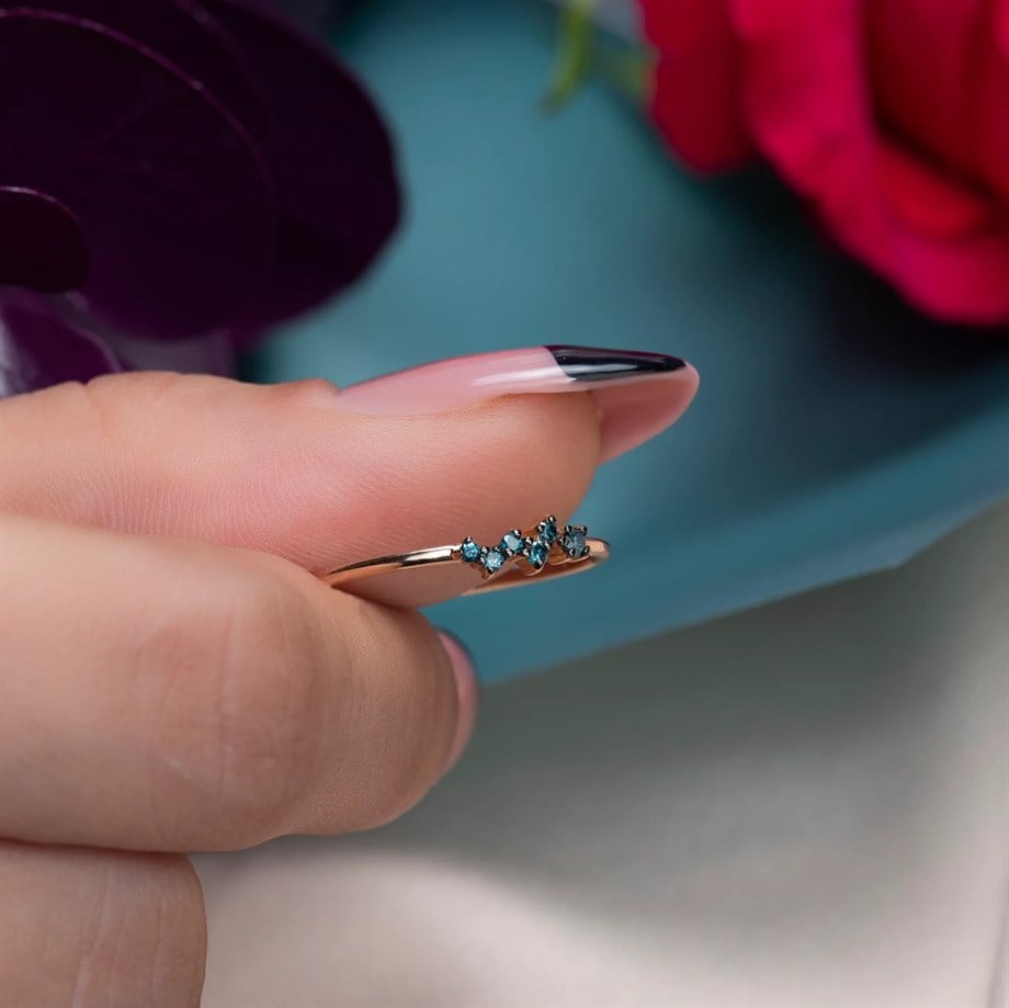 Tasarım Mavi Pırlanta Yüzük - Image 4