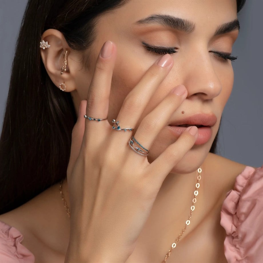 Tasarım Mavi Pırlanta Yüzük - Image 3