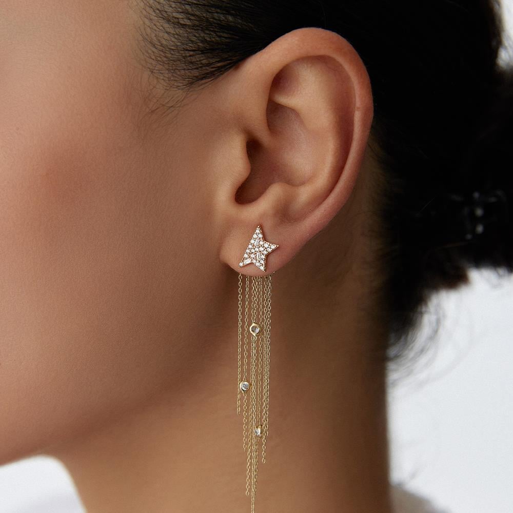 Tasarım Yıldız Altın Küpe - Image 2