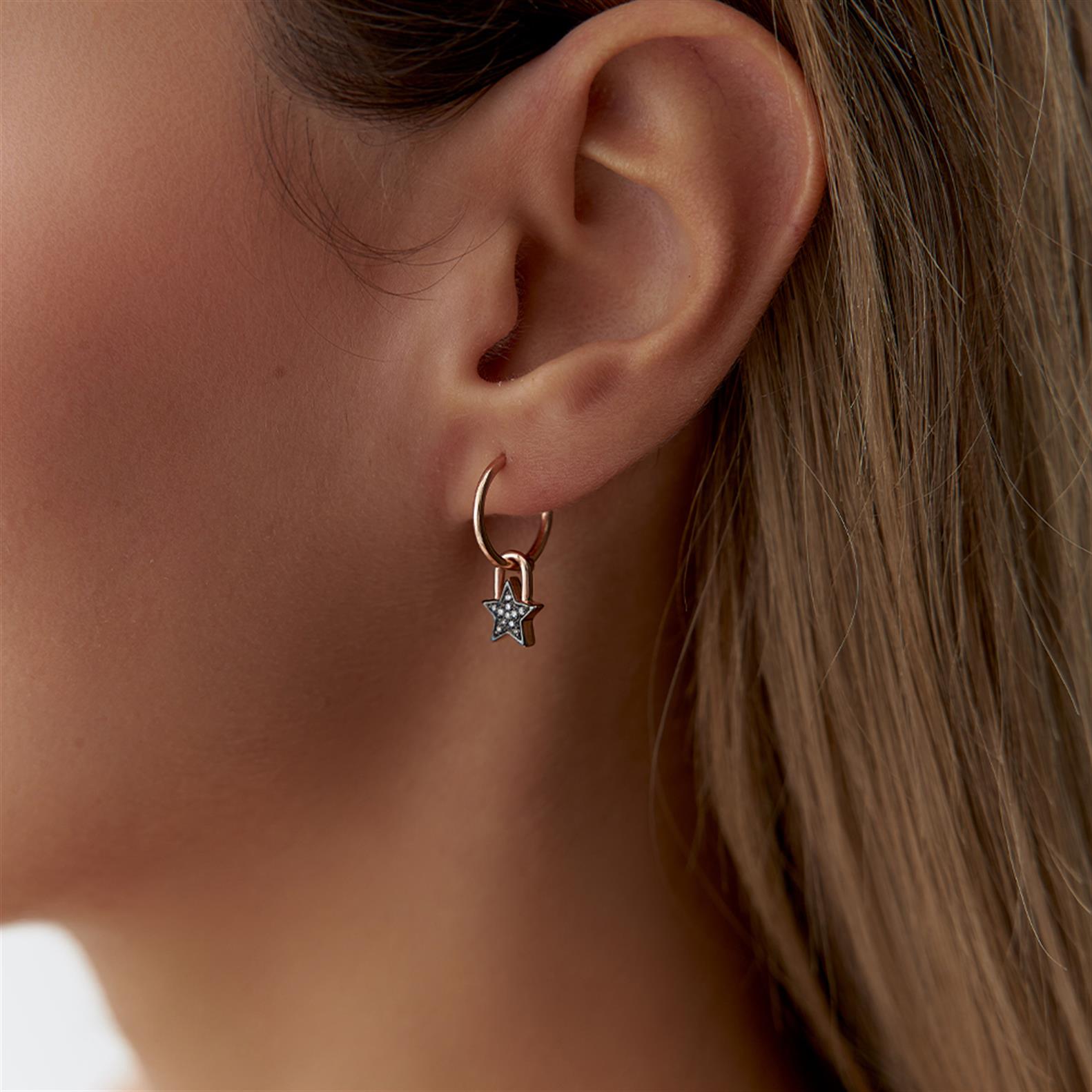 Tasarım Yıldız Kilit Pırlanta Küpe - Image 1