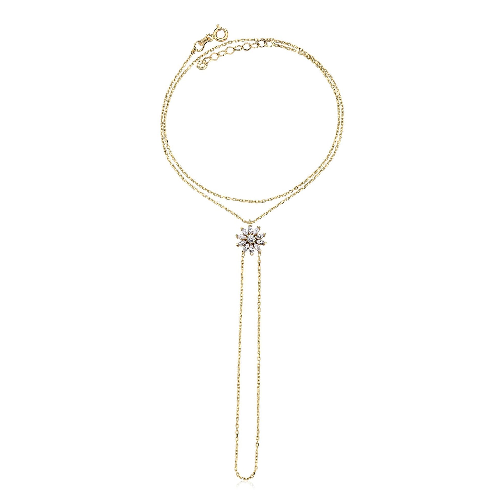 Taşlı Çiçek Motif Altın Şahmeran Bileklik - Image 3