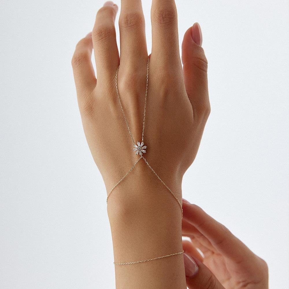 Taşlı Çiçek Motif Altın Şahmeran Bileklik - Image 3