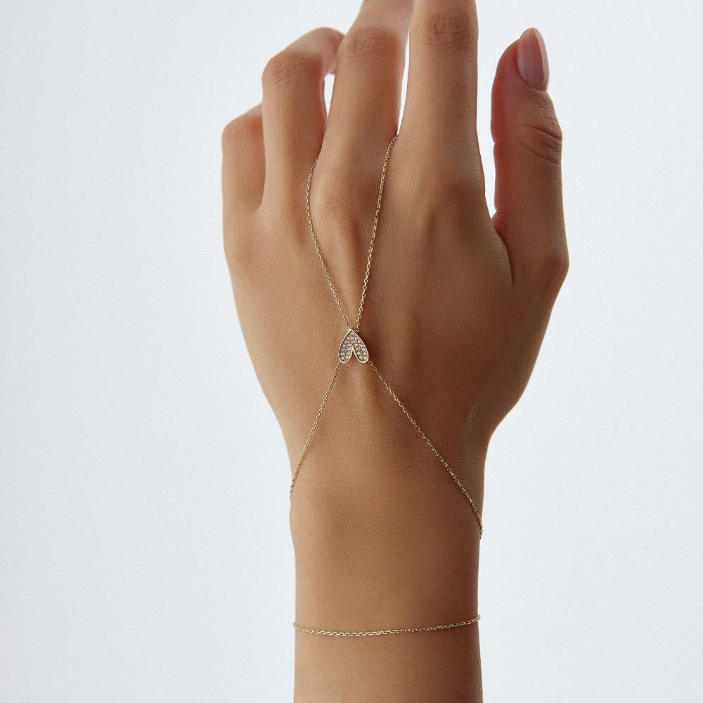 Taşlı Kalp Altın Şahmeran Bileklik - Image 2