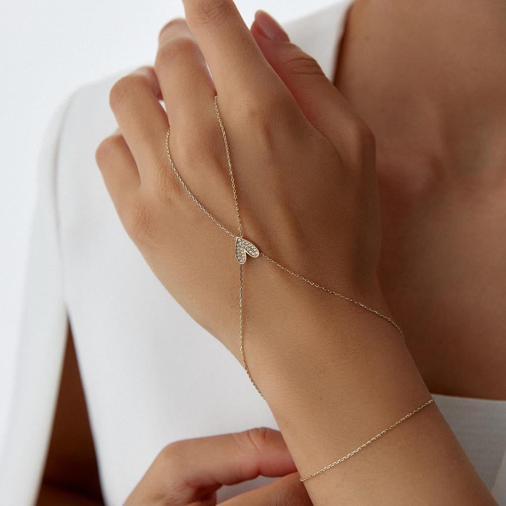 Taşlı Kalp Altın Şahmeran Bileklik - Image 2