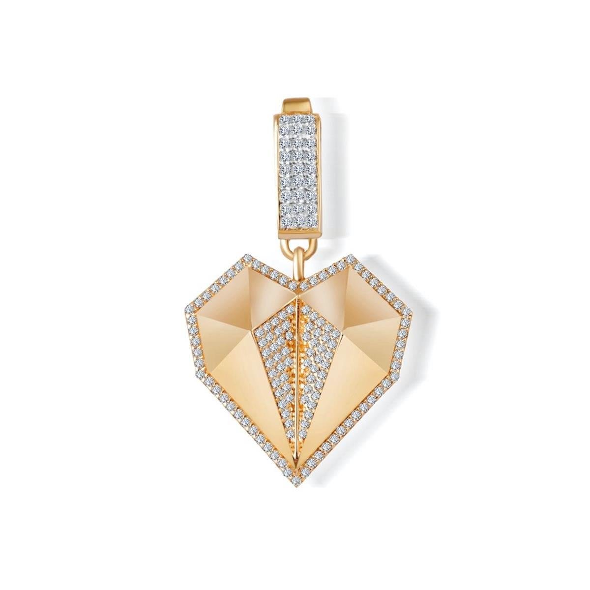 Taşlı Kalp Charm Altın Kolye Ucu - Image 2