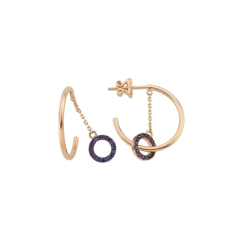 Taşlı Sallantılı Halka Küpe - Image 4