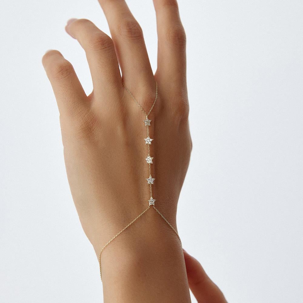 Taşlı Yıldız Seli Altın Şahmeran Bileklik - Image 2