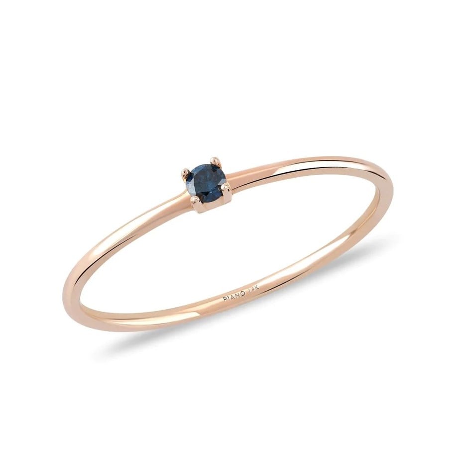 Tek Taş Mavi Pırlanta Yüzük - Image 4