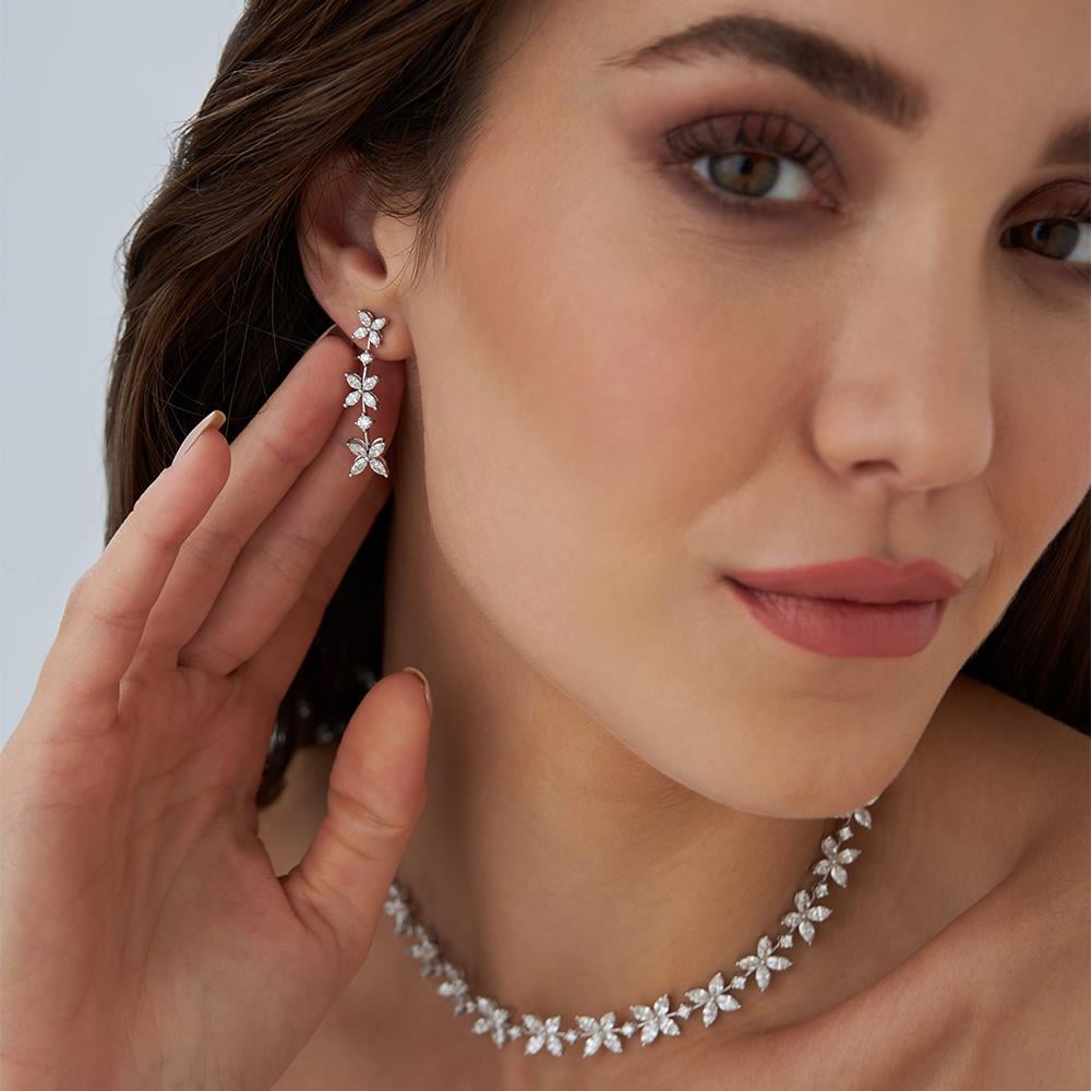 Tasarım Markiz Taşlı Pırlanta Küpe - Image 3