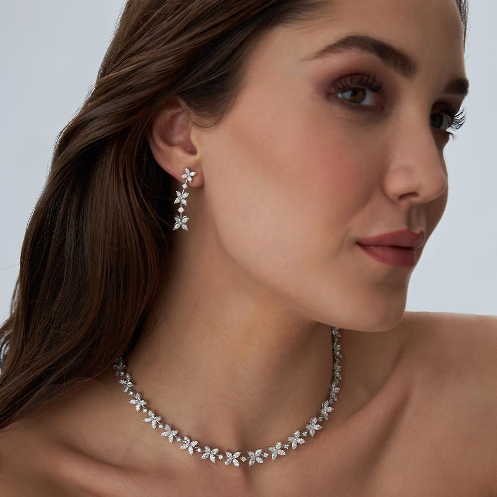 Tasarım Markiz Taşlı Pırlanta Küpe - Image 2