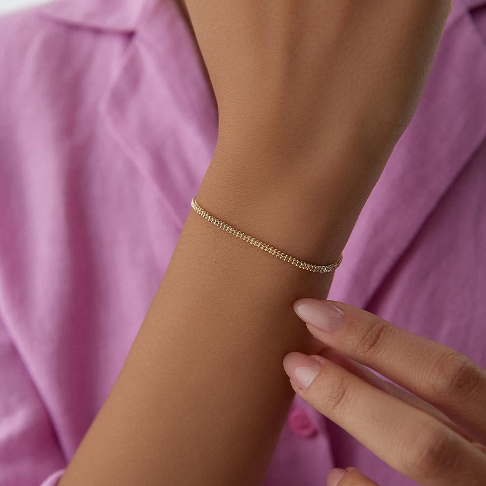 Top Desenli Altın Zincir Bileklik - Image 2