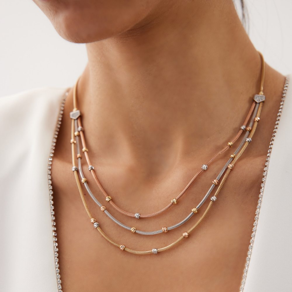 Üç Renkli Altın Dorika Kolye - Image 1