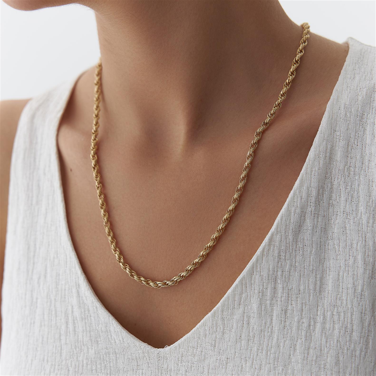 Üçlü Sarmal Halka Altın Zincir Kolye - Image 1