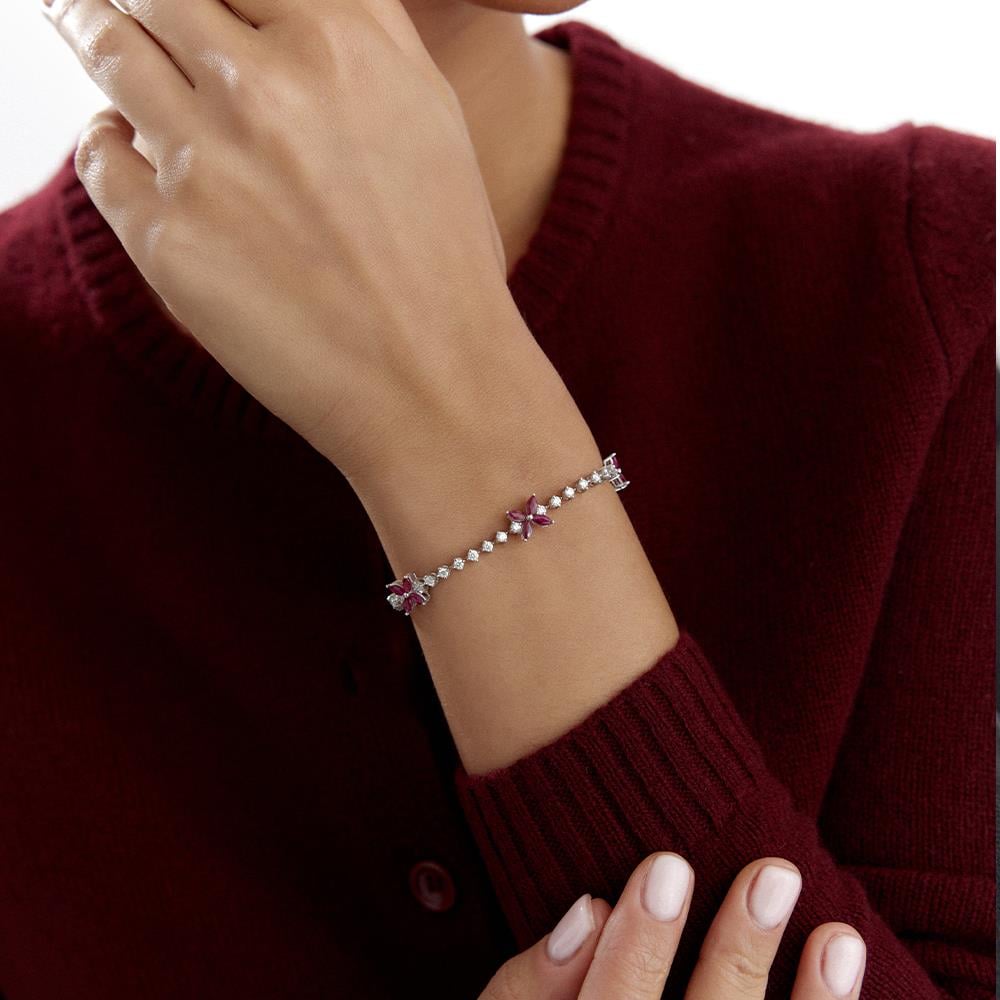 Yakut Çiçek Pırlanta Suyolu Bileklik - Image 2