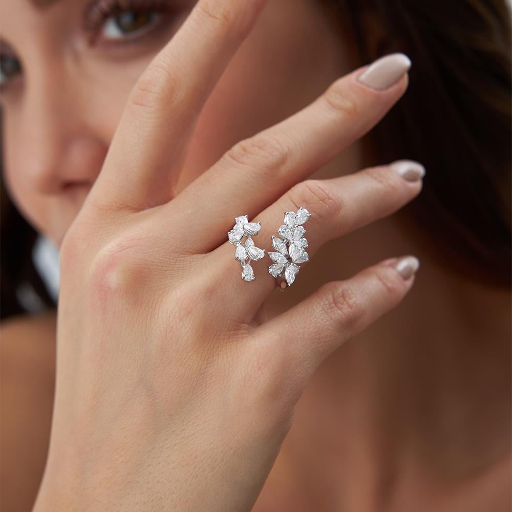 Yaprak Desenli Damla Kesim Pırlanta Yüzük - Image 1