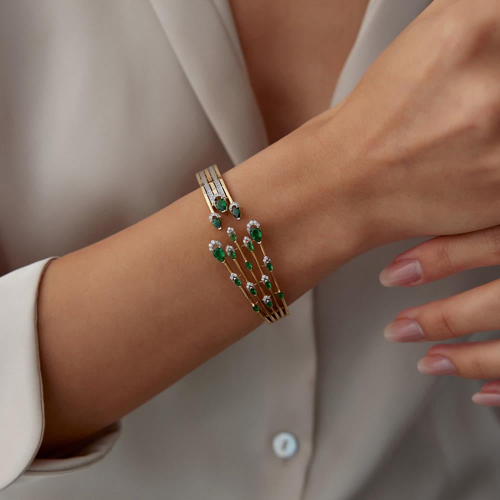 Yeşil Taşlı Altın Kelepçe - Image 3