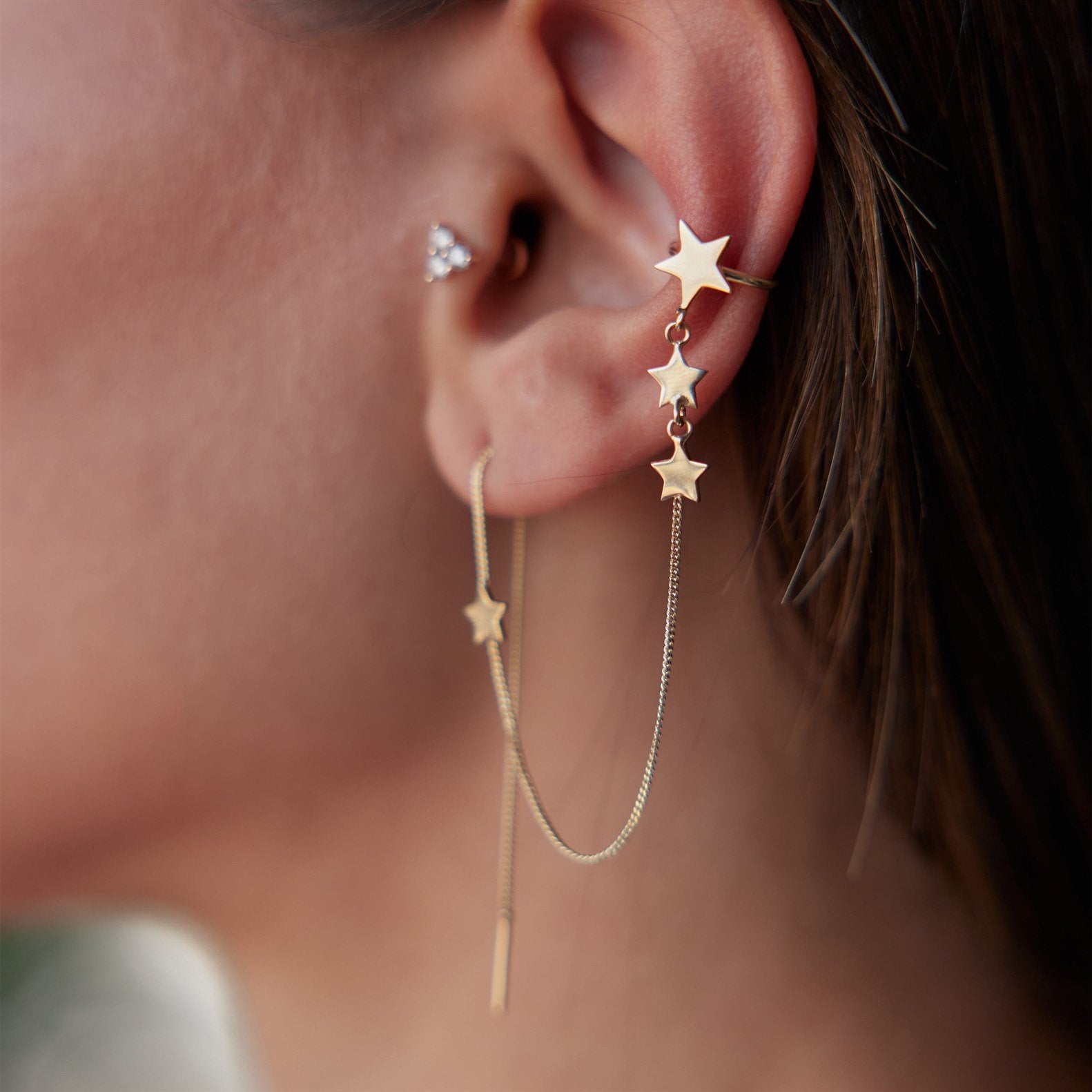 Yıldız Model Sallantı Earcuff Küpe - Image 1