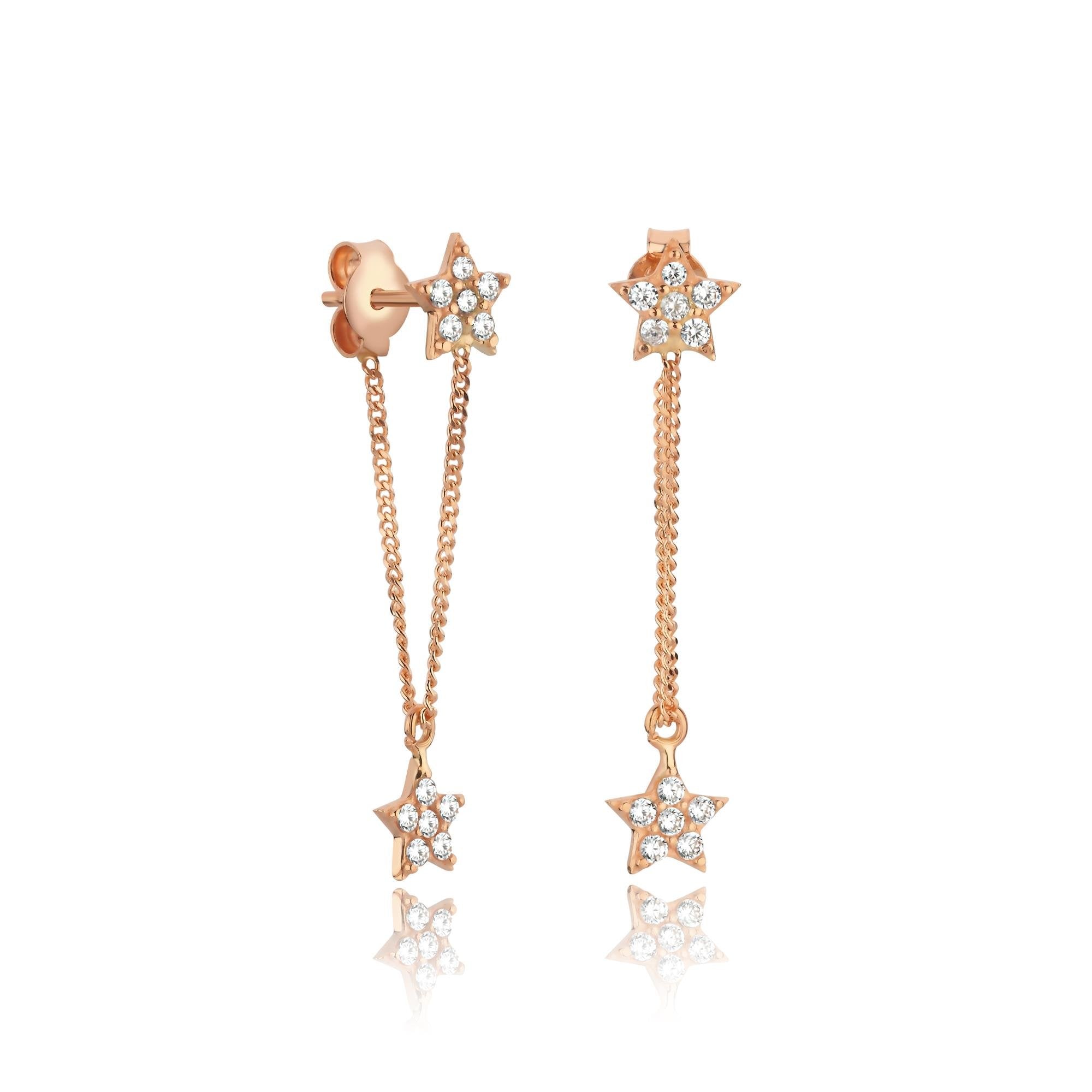 Yıldız Zincir Altın Küpe - Image 1