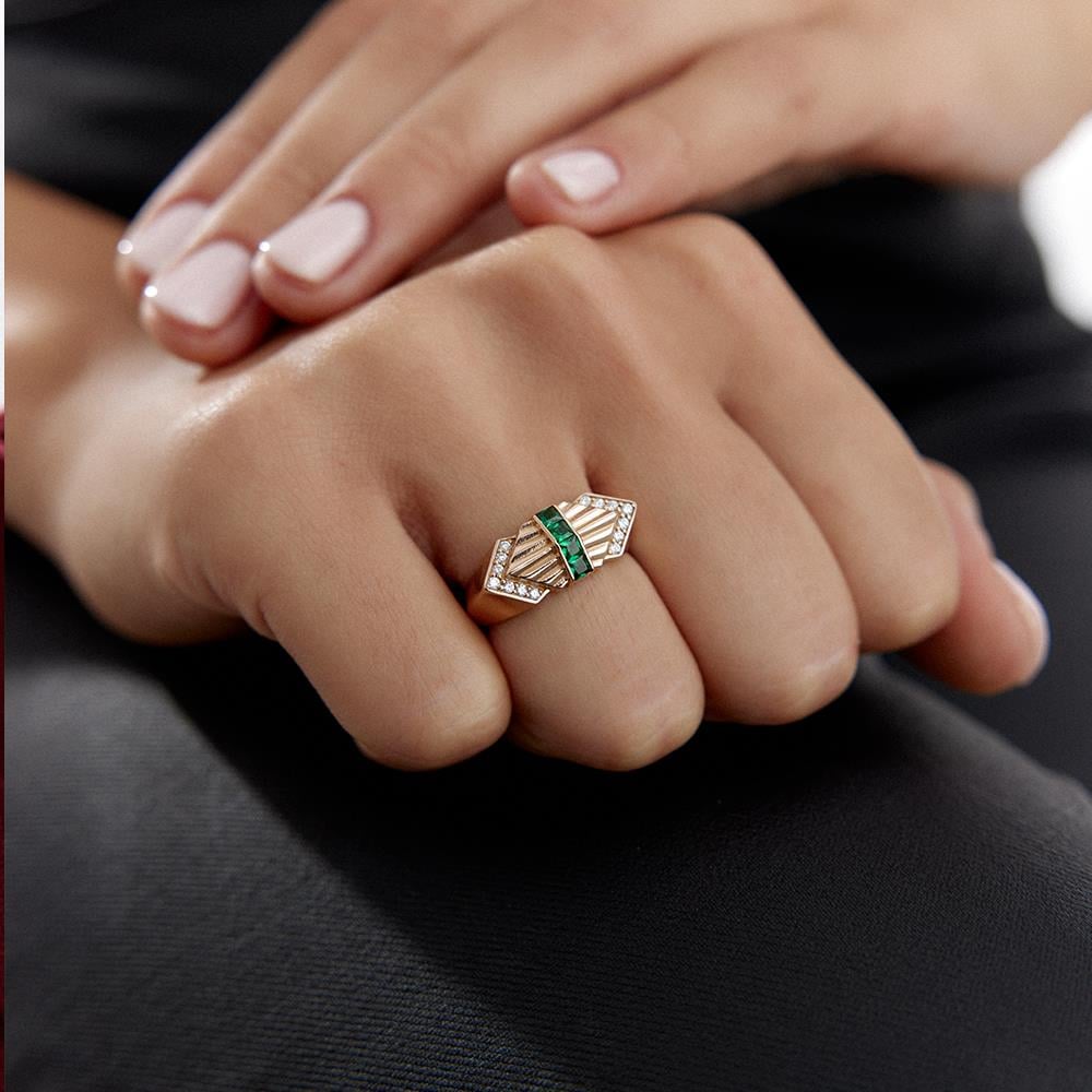 Zümrüt Tasarım Pırlanta Yüzük - Image 2